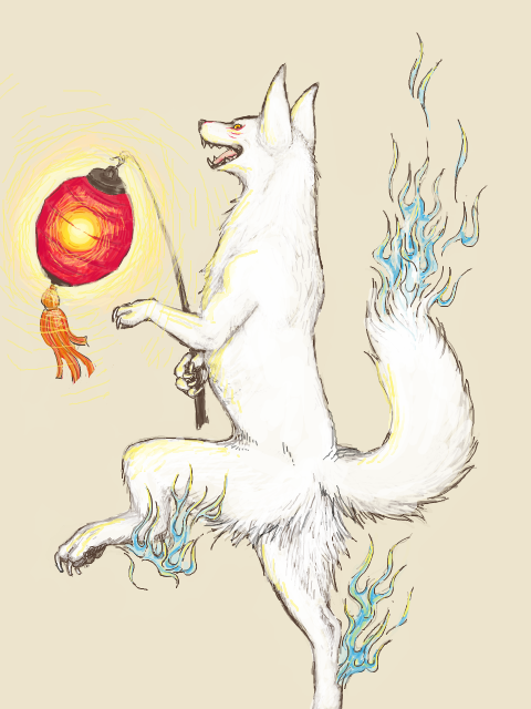 白狐と提灯