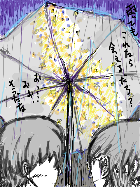 傘の中で、七夕　**☆今日はケンカはなし☆**