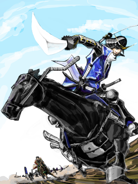 伊達軍の馬は、馬の顔と足の生えたバイクです(公式設定)
