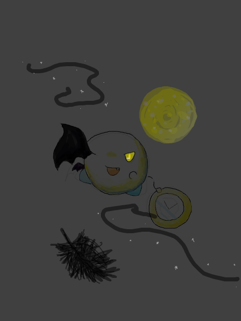 闇夜の月と黒い羽