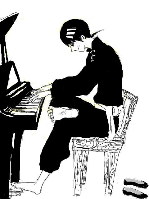 playing piano at home