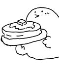 ほわほわのパンケーキ焼いた　#ゆるいイラスト #シュール　#ものくろーず #一日一絵