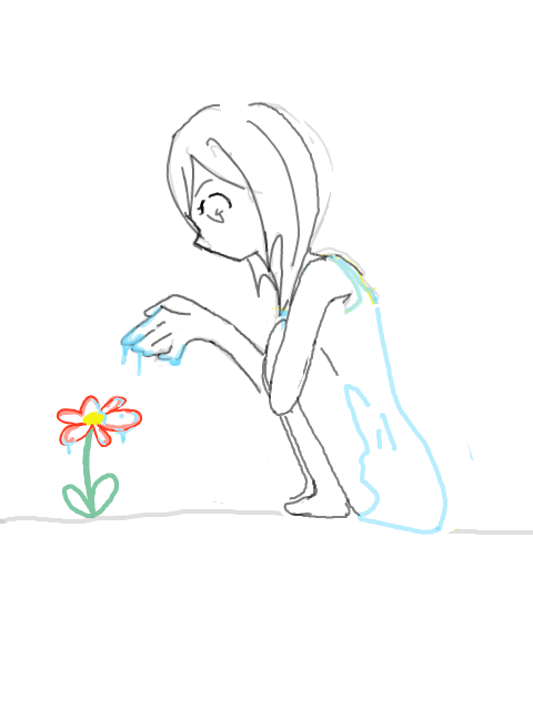 少女と花